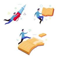 Boy Book Reader Imaginative Floating Concept vector