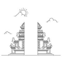 ilustración de fondo de puerta de templo hindú de línea simple vector