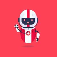 Medical friendly android robot with stethoscope. Robot doctor concept. vector