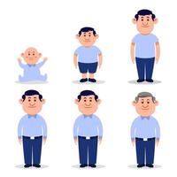 Man Flat Character In Different Ages vector