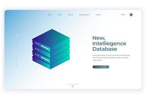 Isometric Database server illustration for Landing Page background vector