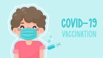A syringe containing a vaccine against the virus The concept of vaccination against covid-19 vector