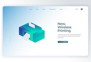 Isometric Printer for Landing Page background vector