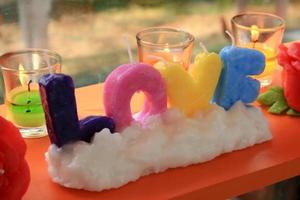 Colorful love candles
