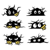 Sneaky Eyes In Cracking Wall Cartoon vector