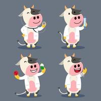 Cow As Farm Doctor Flat Character Illustration
