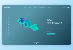 Isometric of 404 Not found Landing page background vector