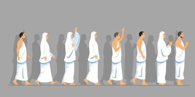 Walking Pack Of Hajj Pilgrimage In Parallel vector