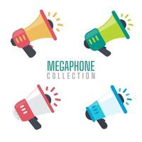 Megaphone set for shouting product promotion announcements to customers. vector