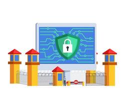 Guard Officer Of Internet Security Concept vector