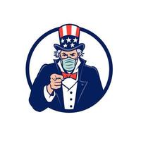 Uncle Sam Wearing Mask Pointing Mascot Emblem vector