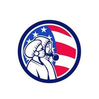 American Healthcare Workers As Heroes Circle Retro Emblem vector