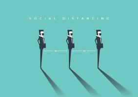 Businessmen keep the 1 meter distance in public to protect from COVID-19. Social distancing concept. vector