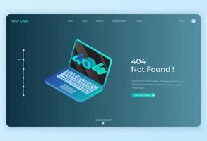 404 Not found Isometric Laptop for Landing Page background vector