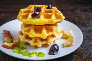 Waffles and blueberries photo