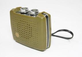 Vintage transistor radio isolated white photo