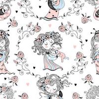 Seamless pattern on the theme of motherhood vector