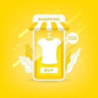 Shopping online on mobile application. Marketing and Digital marketing concept. vector
