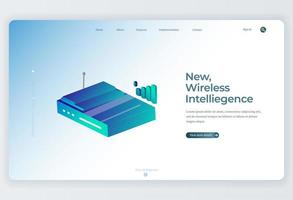 Isometric Wireless Router for Landing Page background vector