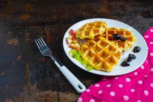 Waffles on plate photo