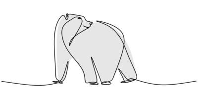 Continuous line drawing of bear wild animal vector illustration.