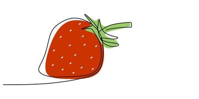 Continuous line strawberry for grocery store. vector