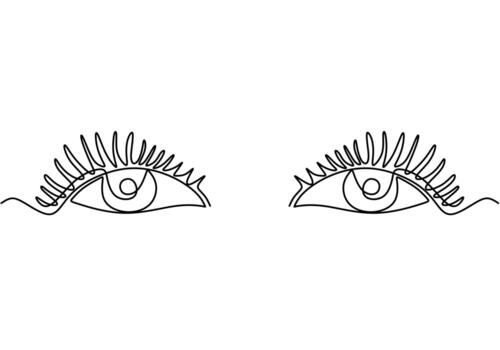 One continuous line drawing of woman eyes minimalistic linear sketch. vector