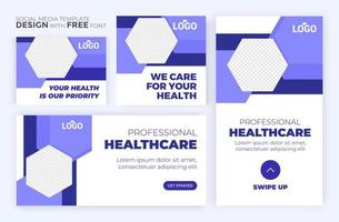 Healthcare post template. Medical promotion square web banner. Mail newsletter layouts. Social media healthcare post. vector