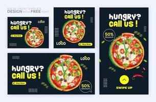 Food menu banner social media post. Set of social media story and post frames. vector