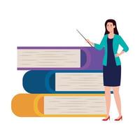 School woman teacher with books vector design