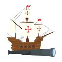 Columbus ship with telescope vector design