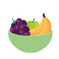 bananas and fresh fruit on bowl, in white background vector