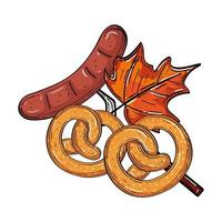 oktoberfest sausages with pretzels vector design