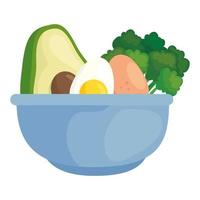 fresh vegetables and healthy food in bowl, on white background vector