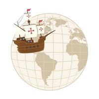 Columbus ship with world sphere vector design