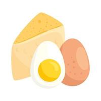 huevos con queso en fondo blanco vector