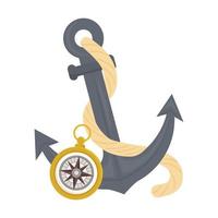 Sea anchor with compass vector design