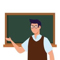 School man teacher with green board vector design