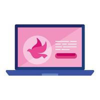 pink dove in laptop vector design