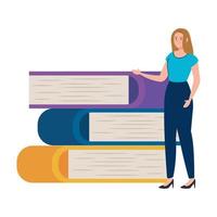 maestra de la escuela con libros de diseño vectorial vector