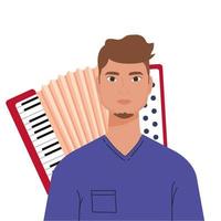 Man cartoon in front of accordion vector design