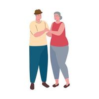 Linda pareja de ancianos bailando sobre fondo blanco. vector