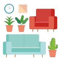 furniture and home accessories icons set vector