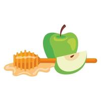 honey dipper stick with apples, on white background vector