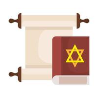 jew bible book with papyrus scroll on white background vector