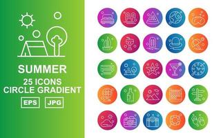 25 Premium Summer II Circle Gradient Icon Pack vector