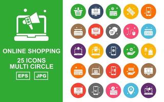 25 Premium Online Shopping Multi Circle Icon Pack vector