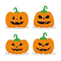 halloween pumpkins cartoons set vector design