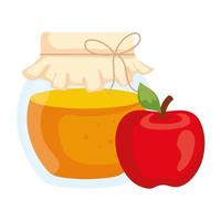 honey jar with apple, in white background vector