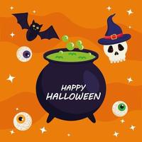 happy halloween with witch bowl vector design